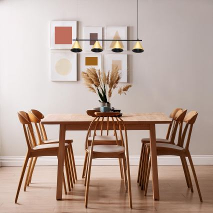 Ljuskrona med textilsladd CONE 4xGU10/10W/230V guld/svart