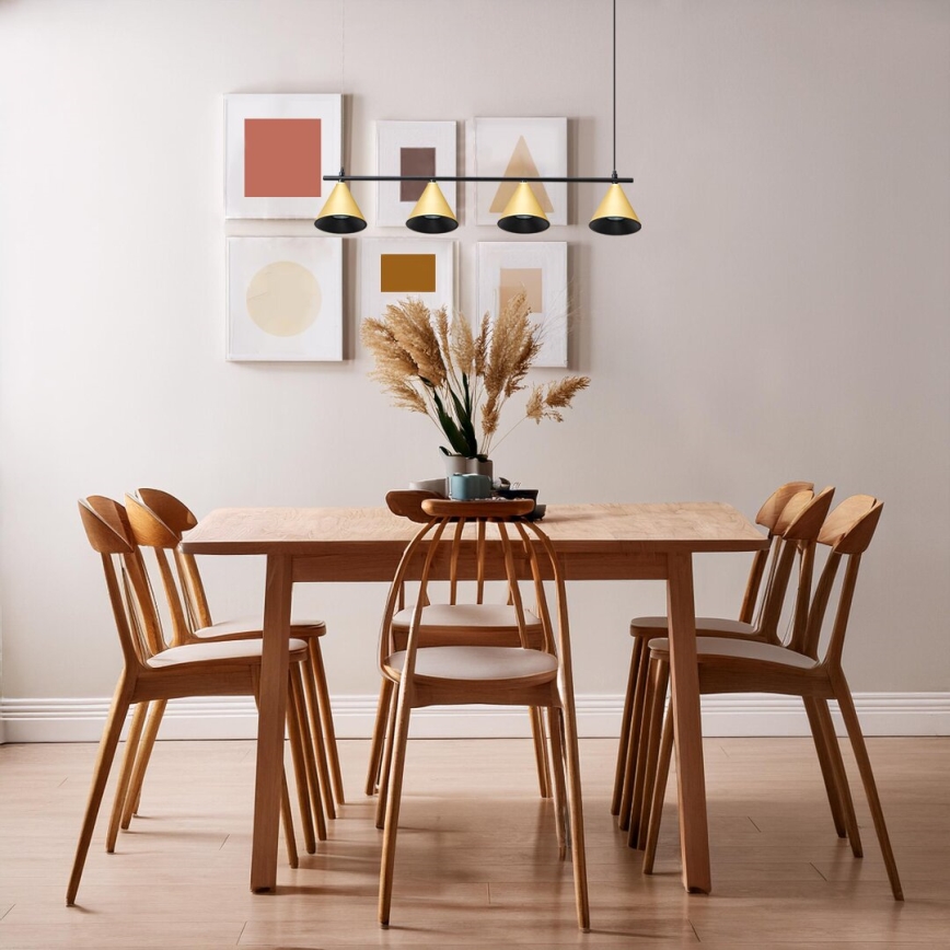 Ljuskrona med textilsladd CONE 4xGU10/10W/230V guld/svart