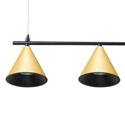 Ljuskrona med textilsladd CONE 4xGU10/10W/230V guld/svart