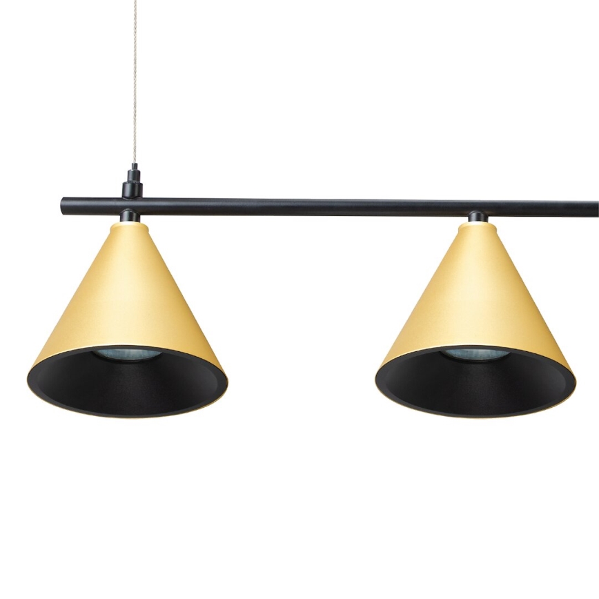 Ljuskrona med textilsladd CONE 4xGU10/10W/230V guld/svart