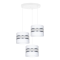 Ljuskrona med textilsladd CORAL 3xE27/60W/230V vit/matt krom diameter 45 cm