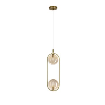 Ljuskrona med textilsladd CORDEL 2xG9/28W/230V mässing/rökig beige
