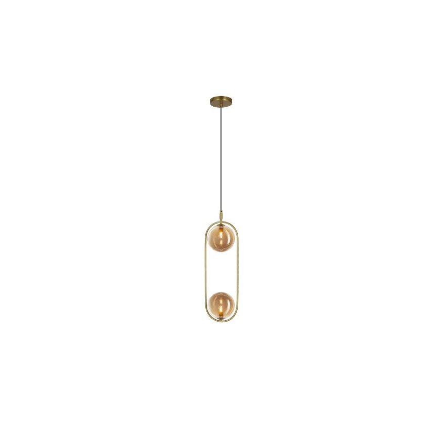 Ljuskrona med textilsladd CORDEL 2xG9/28W/230V mässing/rökig beige