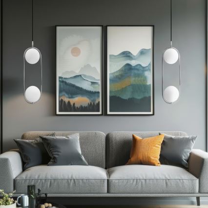 Ljuskrona med textilsladd CORDEL 2xG9/28W/230V skinande krom