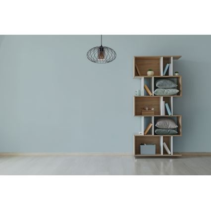 Ljuskrona med textilsladd CORRINI 1xE27/60W/230V diameter 34 cm svart/grå