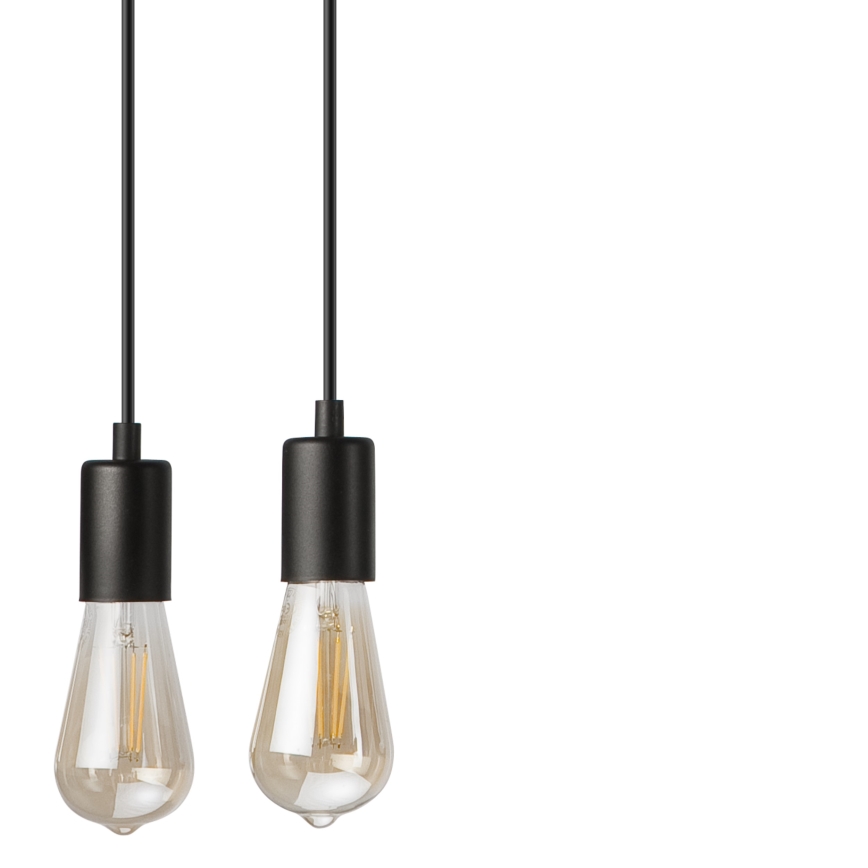 Ljuskrona med textilsladd CORTINA 4xE27/15W/230V svart/ek