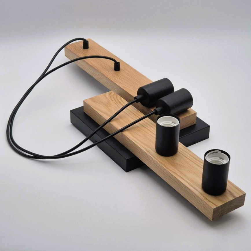 Ljuskrona med textilsladd CORTINA 4xE27/15W/230V svart/ek