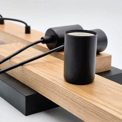 Ljuskrona med textilsladd CORTINA 4xE27/15W/230V svart/ek