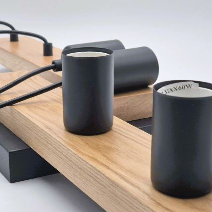 Ljuskrona med textilsladd CORTINA 4xE27/15W/230V svart/ek