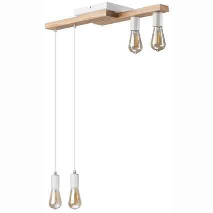 Ljuskrona med textilsladd CORTINA 4xE27/15W/230V vit/ek