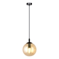Ljuskrona med textilsladd COSMO 1xE14/10W/230V diameter 14 cm svart/beige