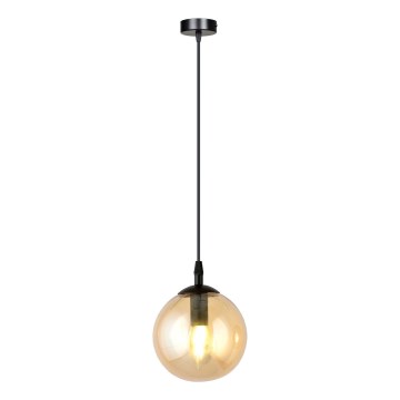 Ljuskrona med textilsladd COSMO 1xE14/10W/230V diameter 14 cm svart/beige