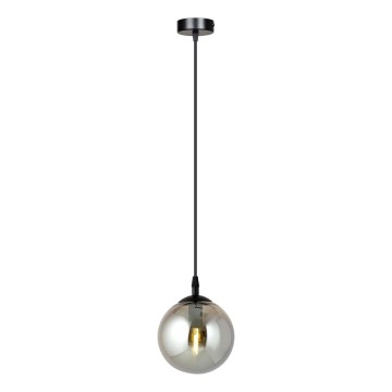 Ljuskrona med textilsladd COSMO 1xE14/10W/230V diameter 14 cm svart/grå