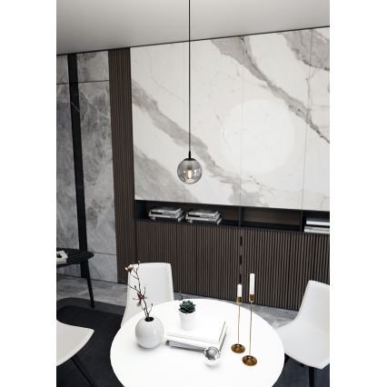 Ljuskrona med textilsladd COSMO 1xE14/10W/230V diameter 14 cm svart/grå