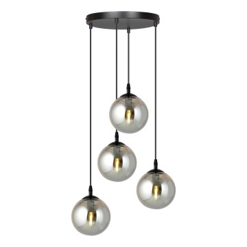 Ljuskrona med textilsladd COSMO 4xE14/10W/230V diameter 40 cm svart/grå