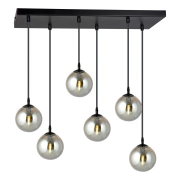 Ljuskrona med textilsladd COSMO 6xE14/10W/230V svart/grå