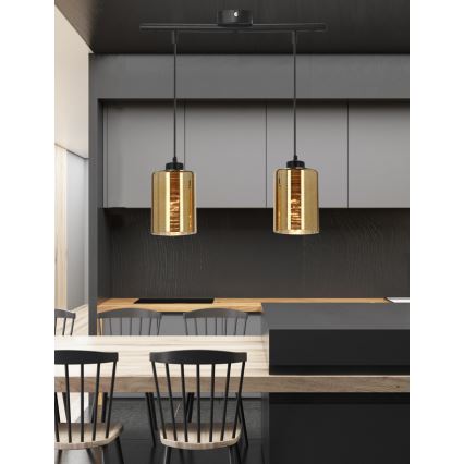 Ljuskrona med textilsladd COX 2xE27/60W/230V guld