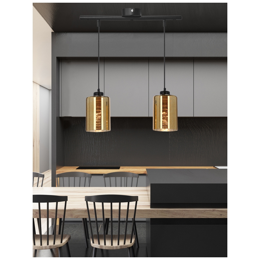 Ljuskrona med textilsladd COX 2xE27/60W/230V guld