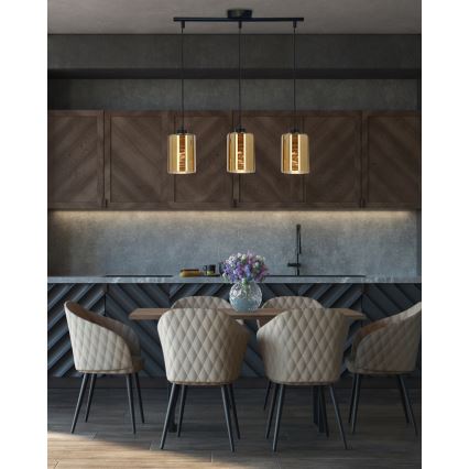 Ljuskrona med textilsladd COX 3xE27/60W/230V guld