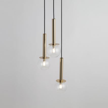 Ljuskrona med textilsladd DAISY 3xG9/12W/230V diameter 27 cm guld/svart/genomskinlig