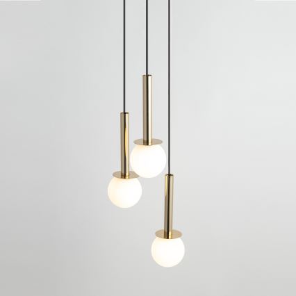 Ljuskrona med textilsladd DAISY 3xG9/12W/230V diameter 27 cm guld/svart/vit