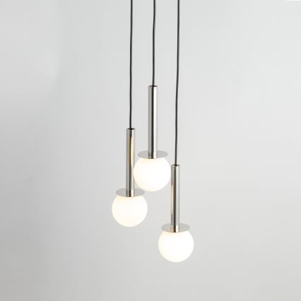 Ljuskrona med textilsladd DAISY 3xG9/12W/230V diameter 27 cm skinande krom/svart/vit