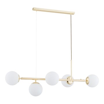 Ljuskrona med textilsladd DANSA 5xE14/10W/230V guld