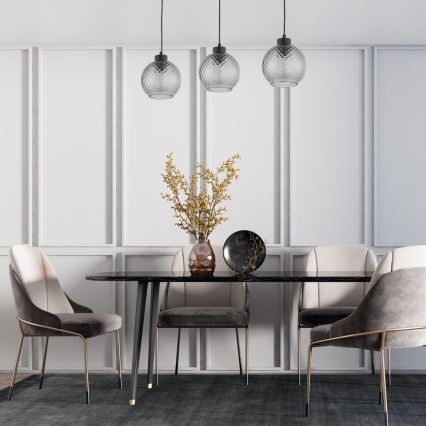 Ljuskrona med textilsladd DEVON 3xE27/15W/230V