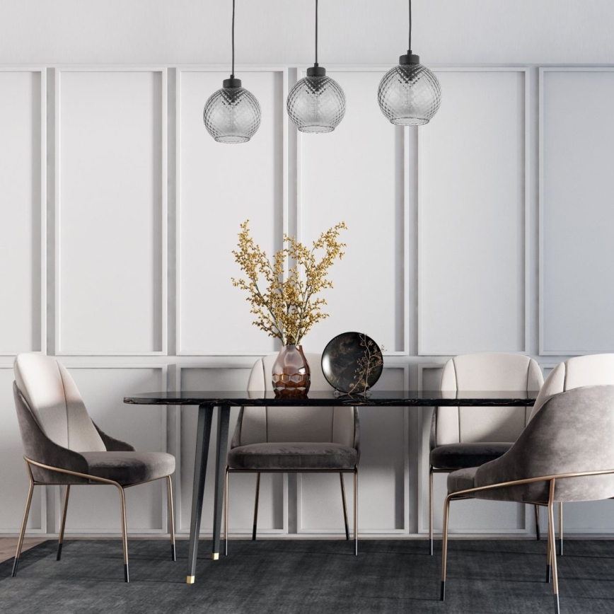 Ljuskrona med textilsladd DEVON 3xE27/15W/230V