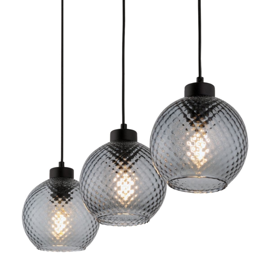 Ljuskrona med textilsladd DEVON 3xE27/15W/230V