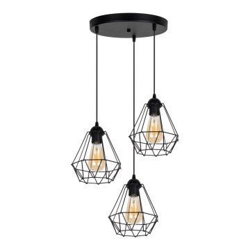 Ljuskrona med textilsladd DIAMENT 3xE27/60W/230V