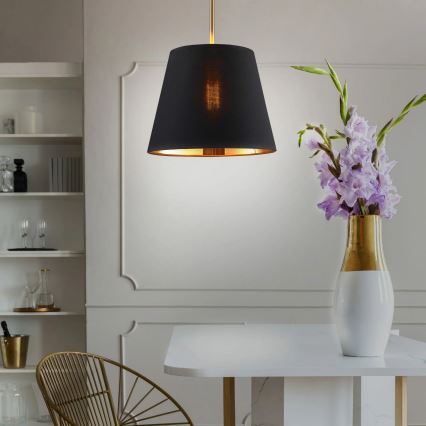 Ljuskrona med textilsladd ELENA 1xE27/20W/230V svart