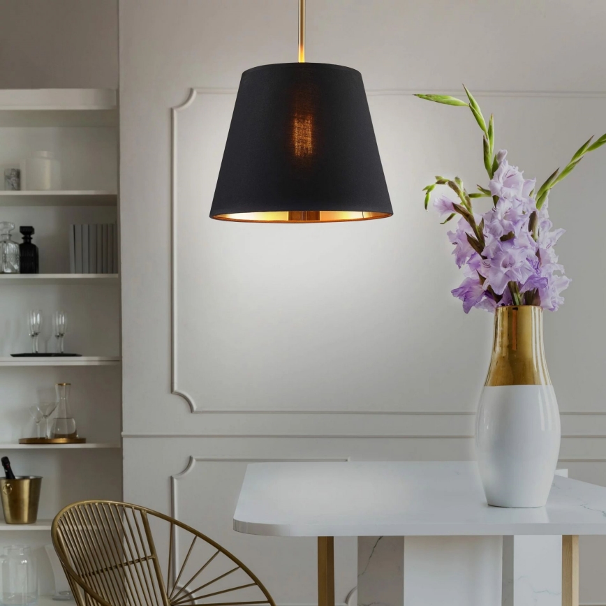 Ljuskrona med textilsladd ELENA 1xE27/20W/230V svart