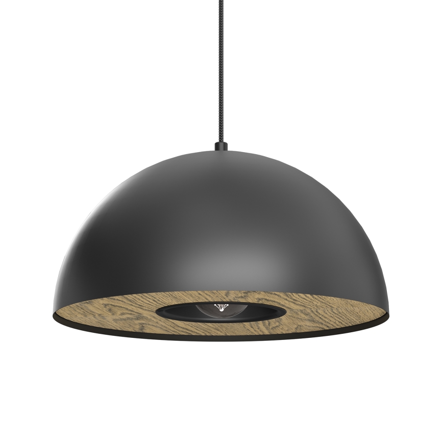 Ljuskrona med textilsladd ELGUND 1xE27/15W/230V diameter 35 cm svart