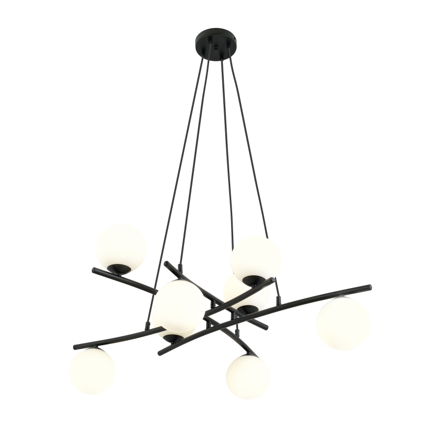 Ljuskrona med textilsladd ESSA 8xE14/10W/230V svart/vit