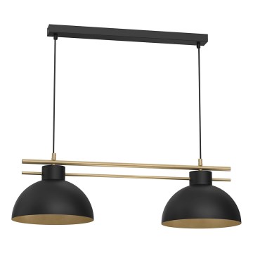 Ljuskrona med textilsladd ESTATE 2xE27/15W/230V svart