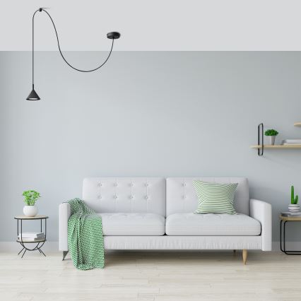 Ljuskrona med textilsladd ETNA 1xGX53/15W/230V svart