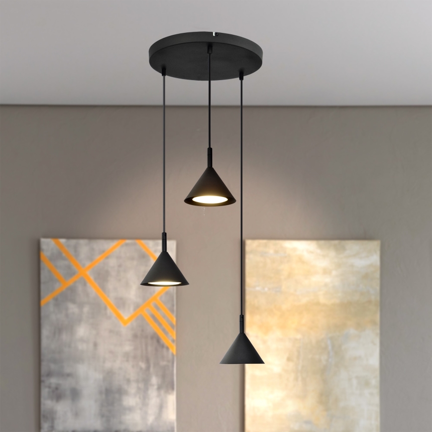 Ljuskrona med textilsladd ETNA 3xGX53/10W/230V svart