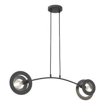 Ljuskrona med textilsladd EUFORIA 2xE27/15W/230V svart