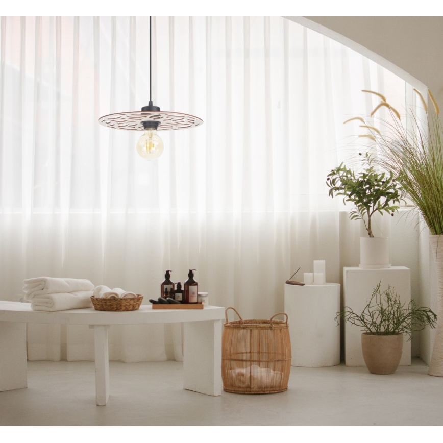 Ljuskrona med textilsladd FALCO 1xE27/60W/230V diameter 30 cm beige