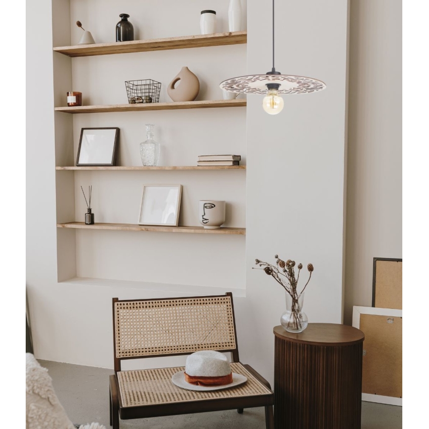 Ljuskrona med textilsladd FALCO 1xE27/60W/230V diameter 40 cm beige