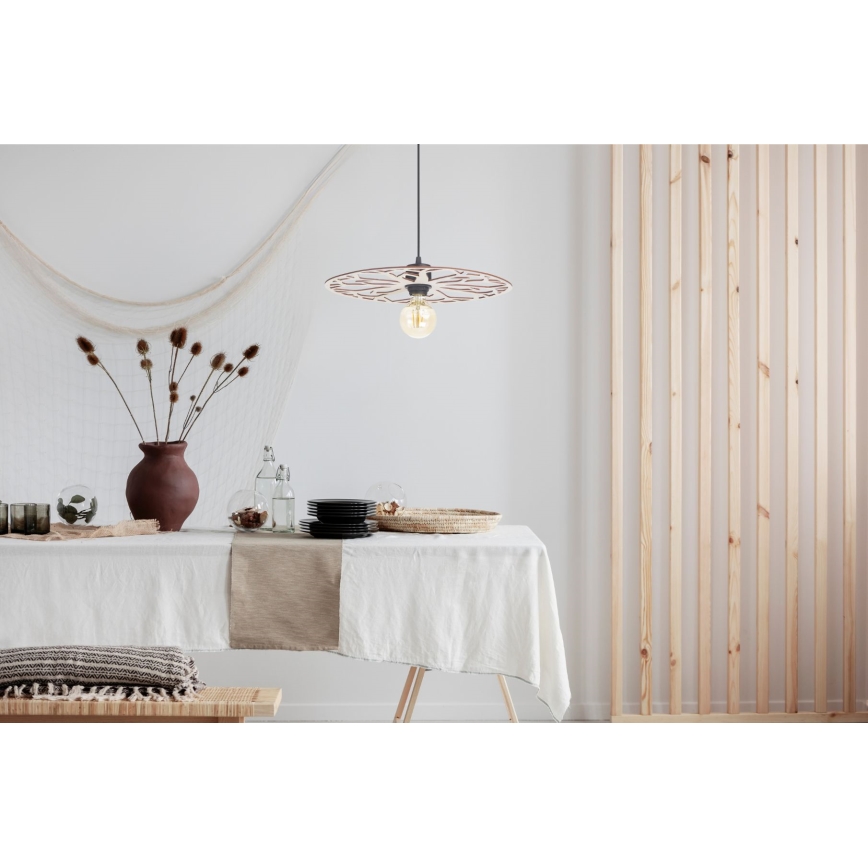 Ljuskrona med textilsladd FALCO 1xE27/60W/230V diameter 40 cm beige