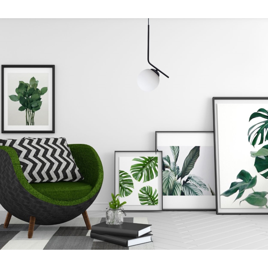 Ljuskrona med textilsladd FIRA 1xE27/60W/230V svart