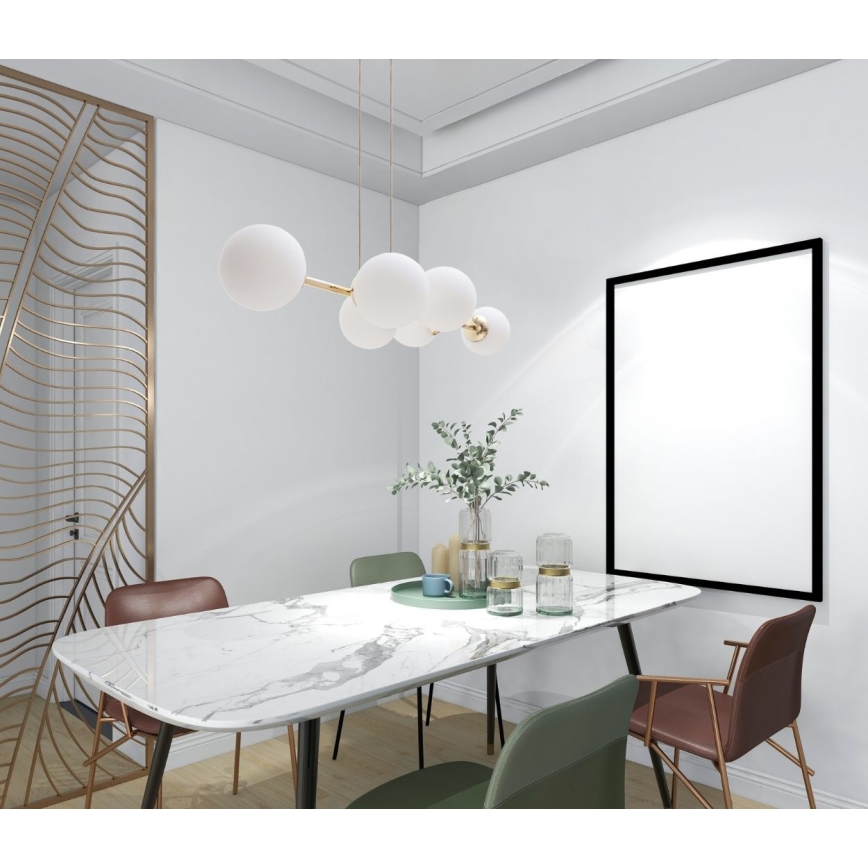 Ljuskrona med textilsladd FIRA 5xE27/60W/230V guld