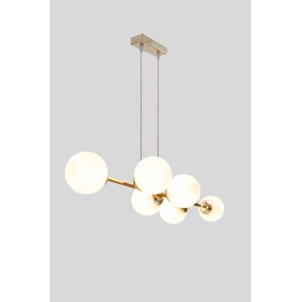 Ljuskrona med textilsladd FIRA 5xE27/60W/230V guld