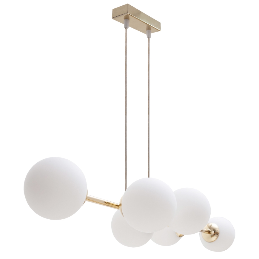 Ljuskrona med textilsladd FIRA 5xE27/60W/230V guld