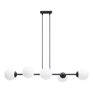 Ljuskrona med textilsladd FIRA 5xE27/60W/230V svart