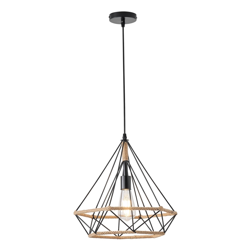 Ljuskrona med textilsladd FLARE 1xE27/15W/230V diameter 38 cm beige