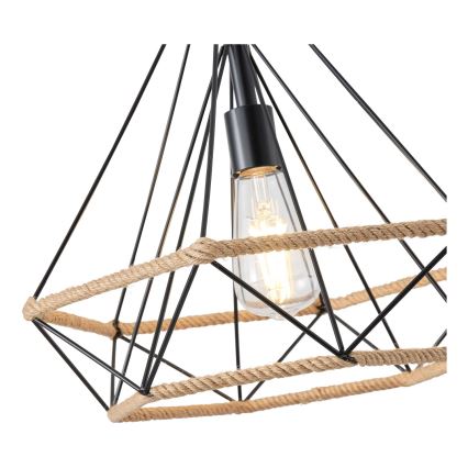 Ljuskrona med textilsladd FLARE 1xE27/15W/230V diameter 38 cm beige