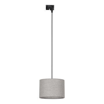 Ljuskrona med textilsladd för 1-fas skensystem TRACER 1xE27/15W/230V diameter 30 cm svart/grå